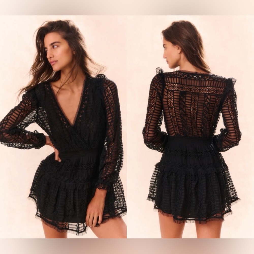 NWT LoveShackFancy Alonsa Lace-Detailed Mini Dress